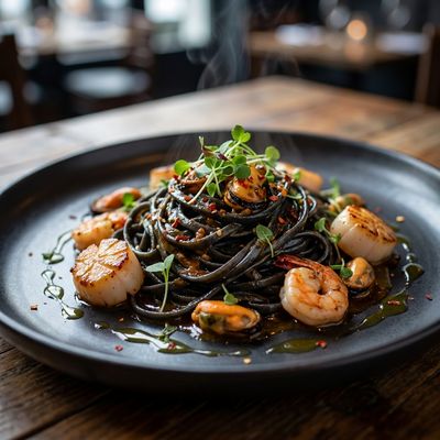 Squid Ink Linguine with Seafood